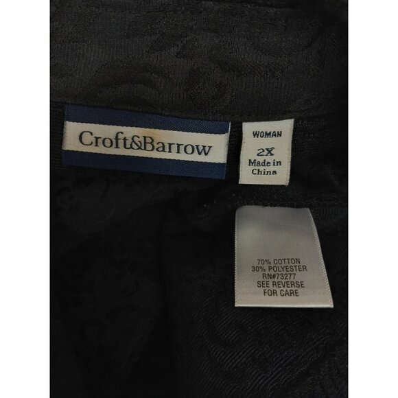 Croft & Barrow Black Jacquard Button-Up Jacket 2X Cotton & Polyester - Picture 4 of 6